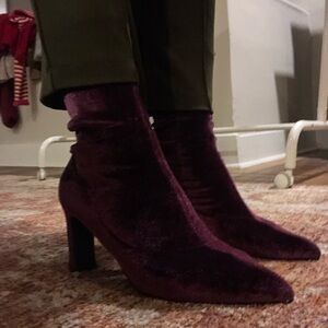Eggplant Velvet Heeled Boots